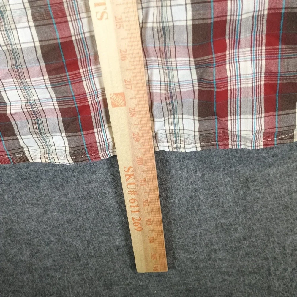 Levi's Shirt Men XL Red Beige Plaid‎ Flannel Western Pearl Snap Double Pocket